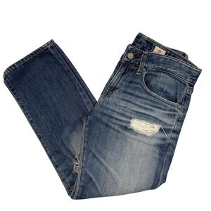 AG Jeans Ex-Boyfriend Crop Distressed Ripped Denim Jeans Made in USA‎ Size 24